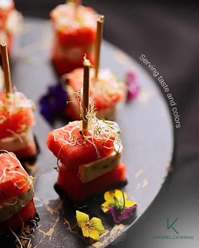 Canapé food styling for Karamel Catering
