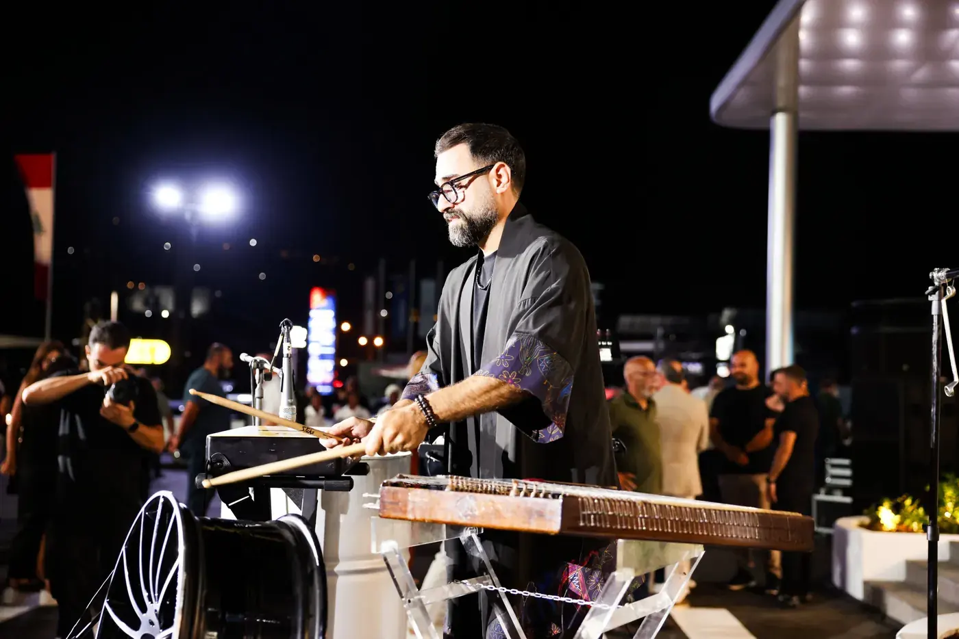 Live musician performing at the car launch
