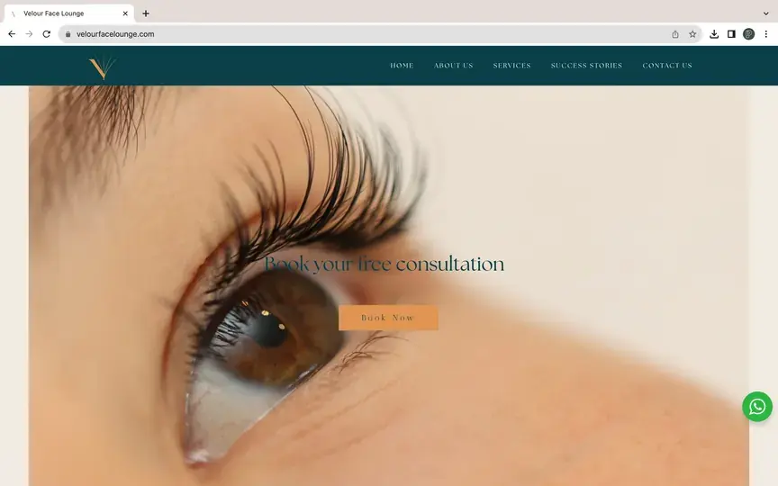 Velour Face Lounge website designed and developed by SevenPees