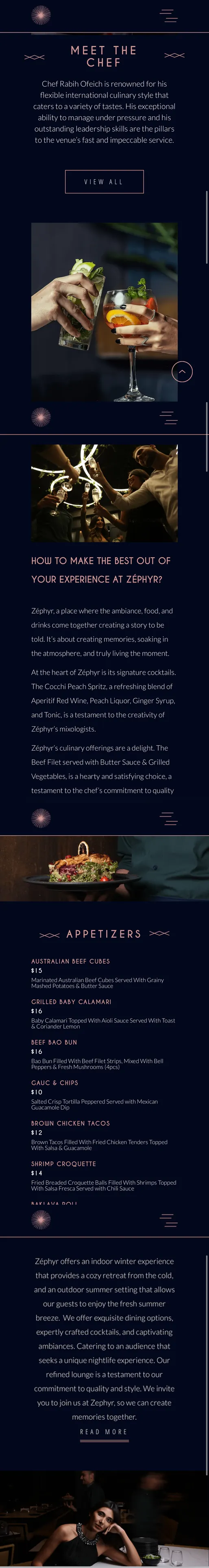 Zephyr Lounge mobile website by SevenPees